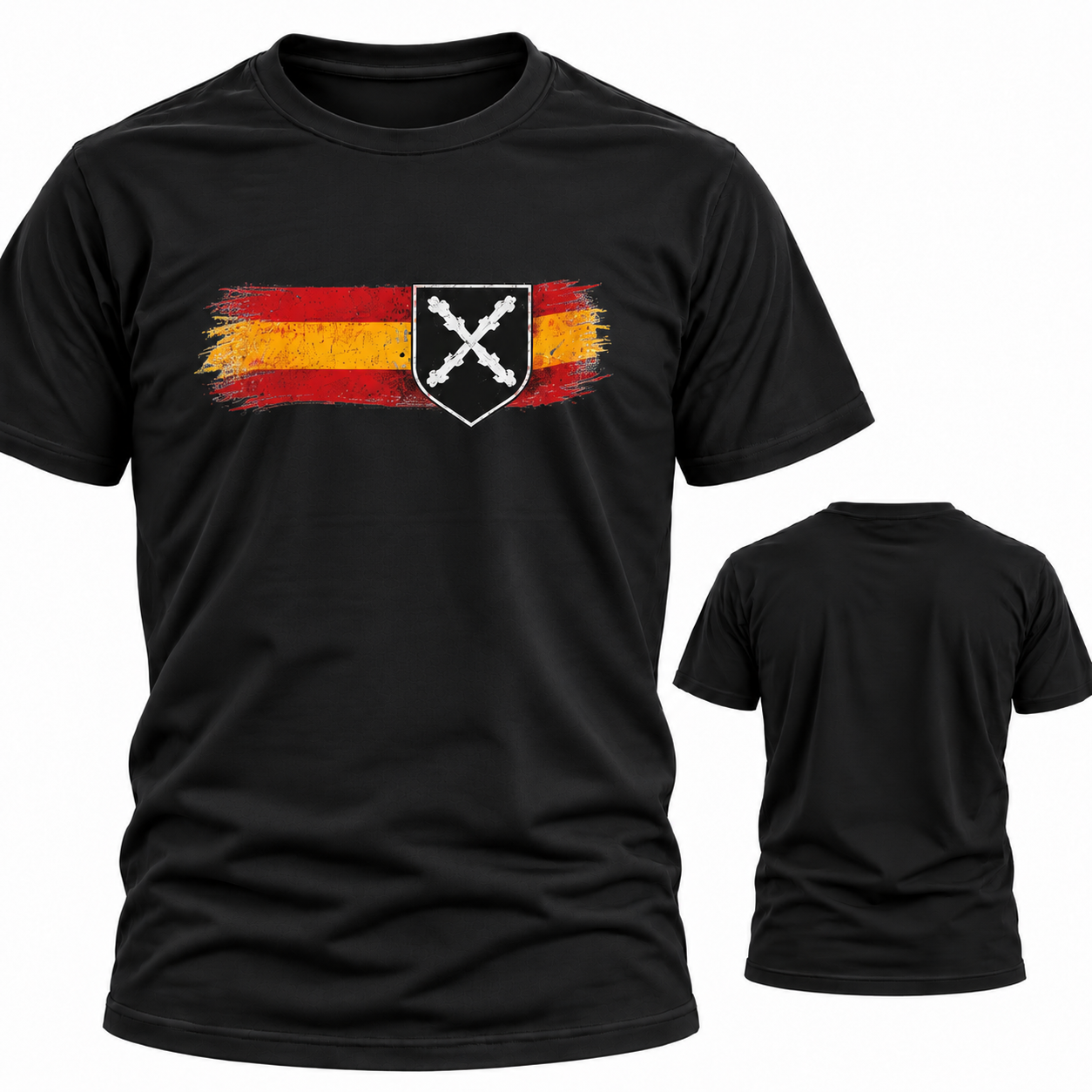Camiseta manga corta escudo cruz de borgoña y bandera de españa