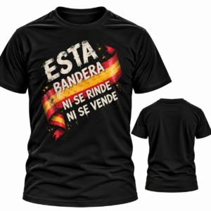 Camiseta Esta bandera ni se rinde ni se vende, Negro, frontal y espalda
