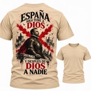 Camiseta color angora España solo teme a Dios, espalda estampada y frontal liso