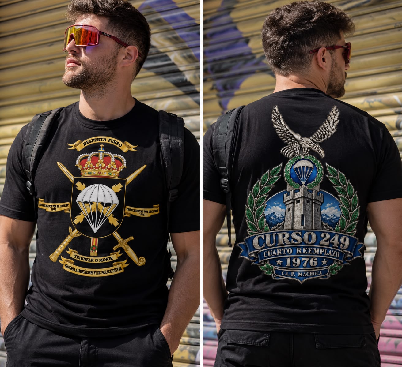 A medida 1 Camiseta personalizada Desperta Ferro, vista delantera y trasera