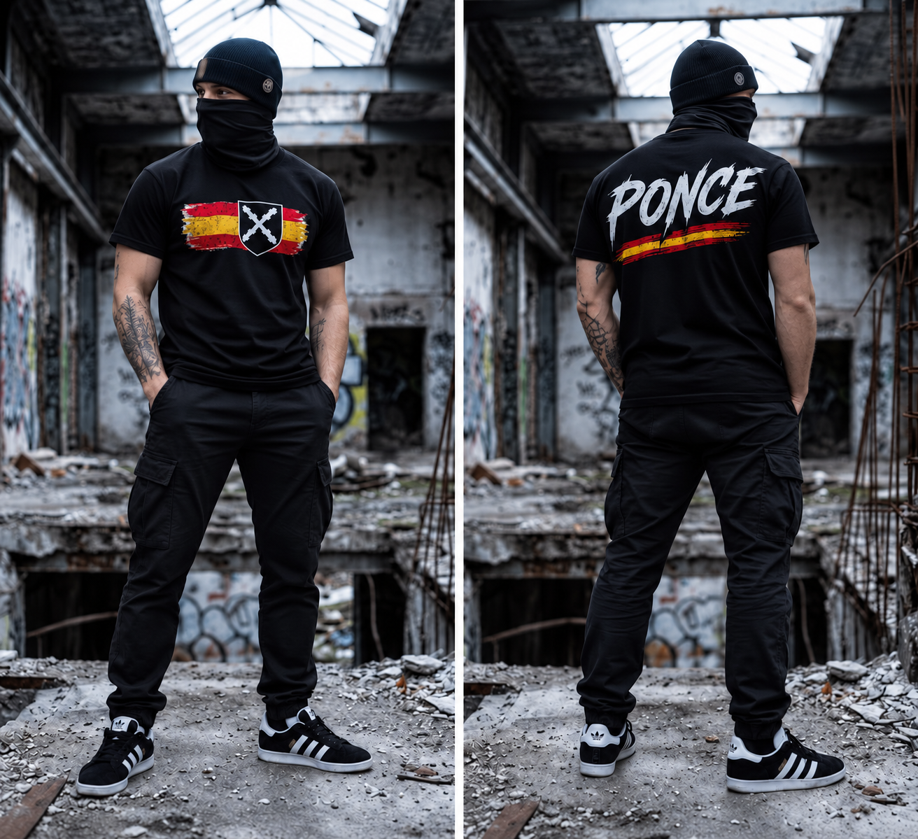 A medida 2 Camiseta personalizada PONCE, vista delantera y trasera