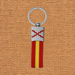 Llavero de cinta Cruz de Borgoña con placa grabada