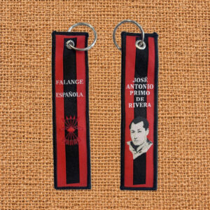 Llavero bordado Falange y José Antonio 13 × 3 cm