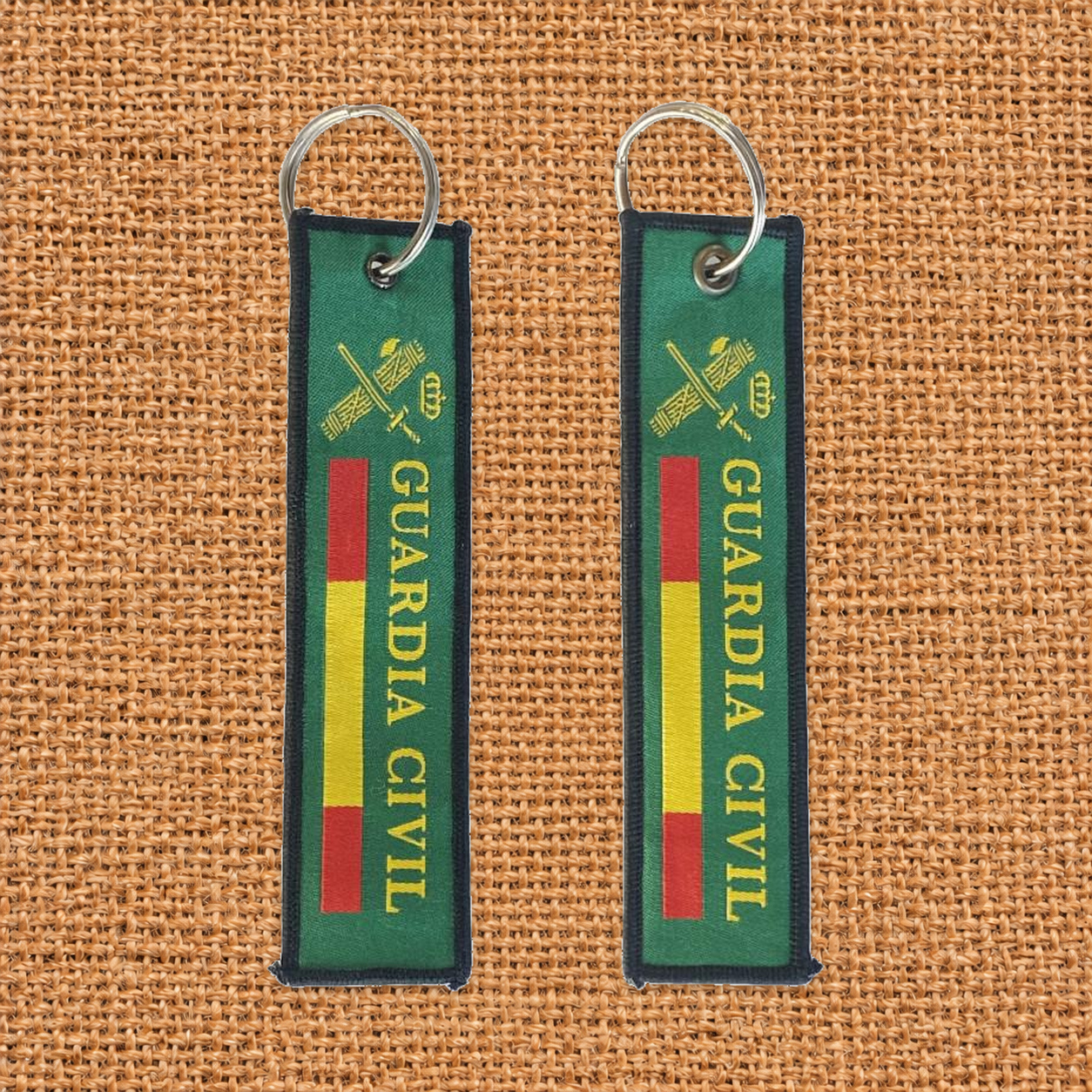 Llavero bordado Guardia Civil verde 13 × 3 cm